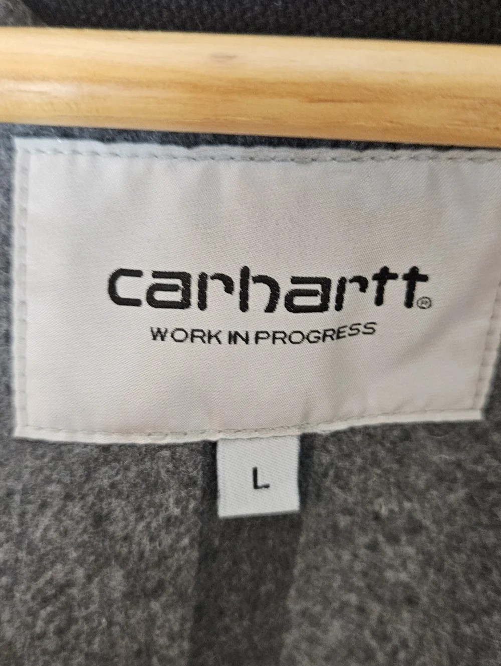 Carhartt WIP Michigan Coat Black Cotton Canvas Buttons Corduroy Collar Mens L